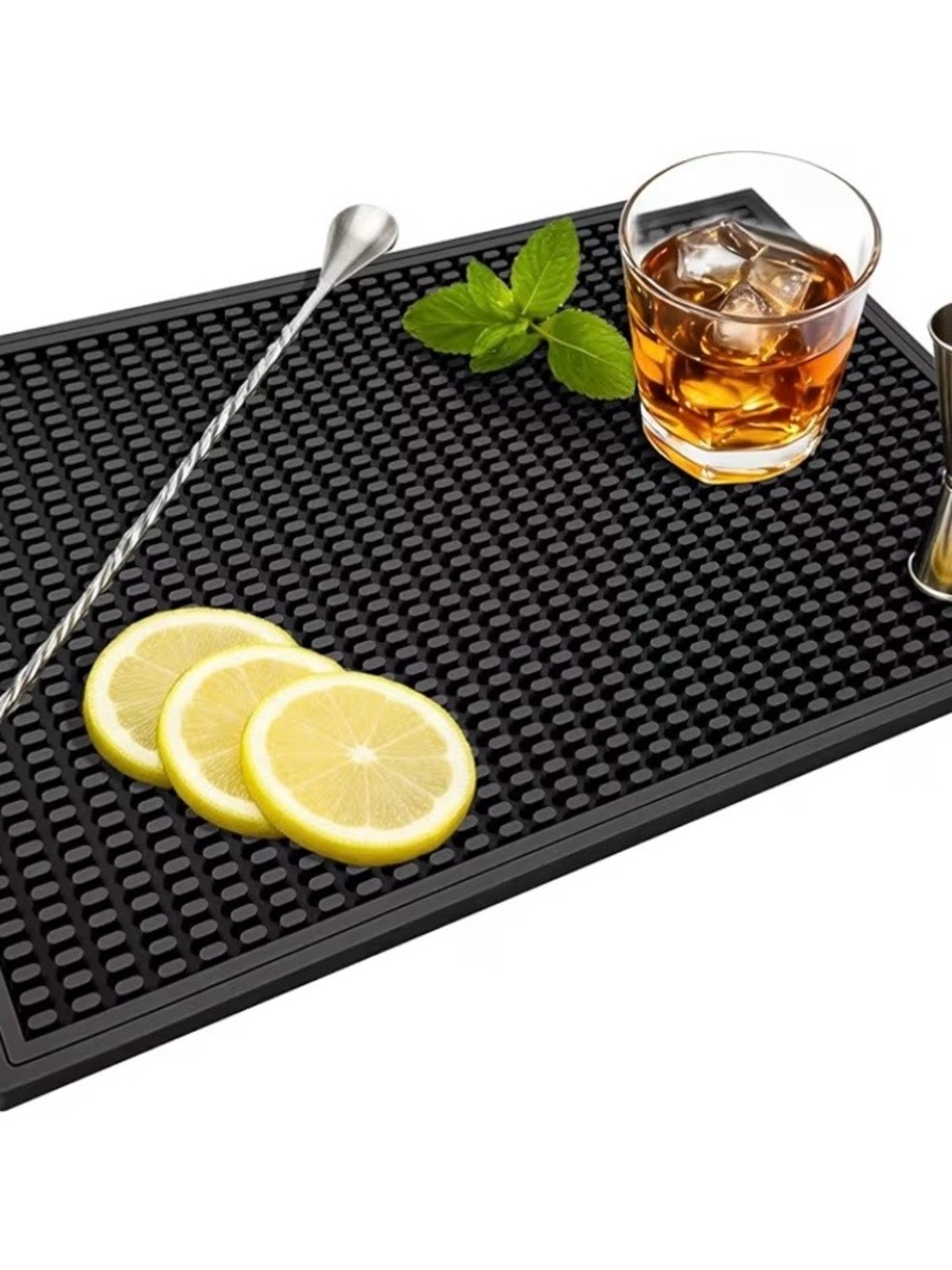 Simple Rubber Bar Mat in Black